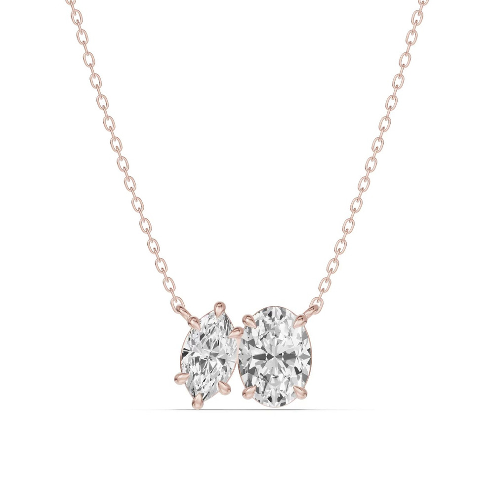 360 degree view of Toi et Moi Marquise and Oval Lab Diamond Necklace (1.50 ct. tw.)