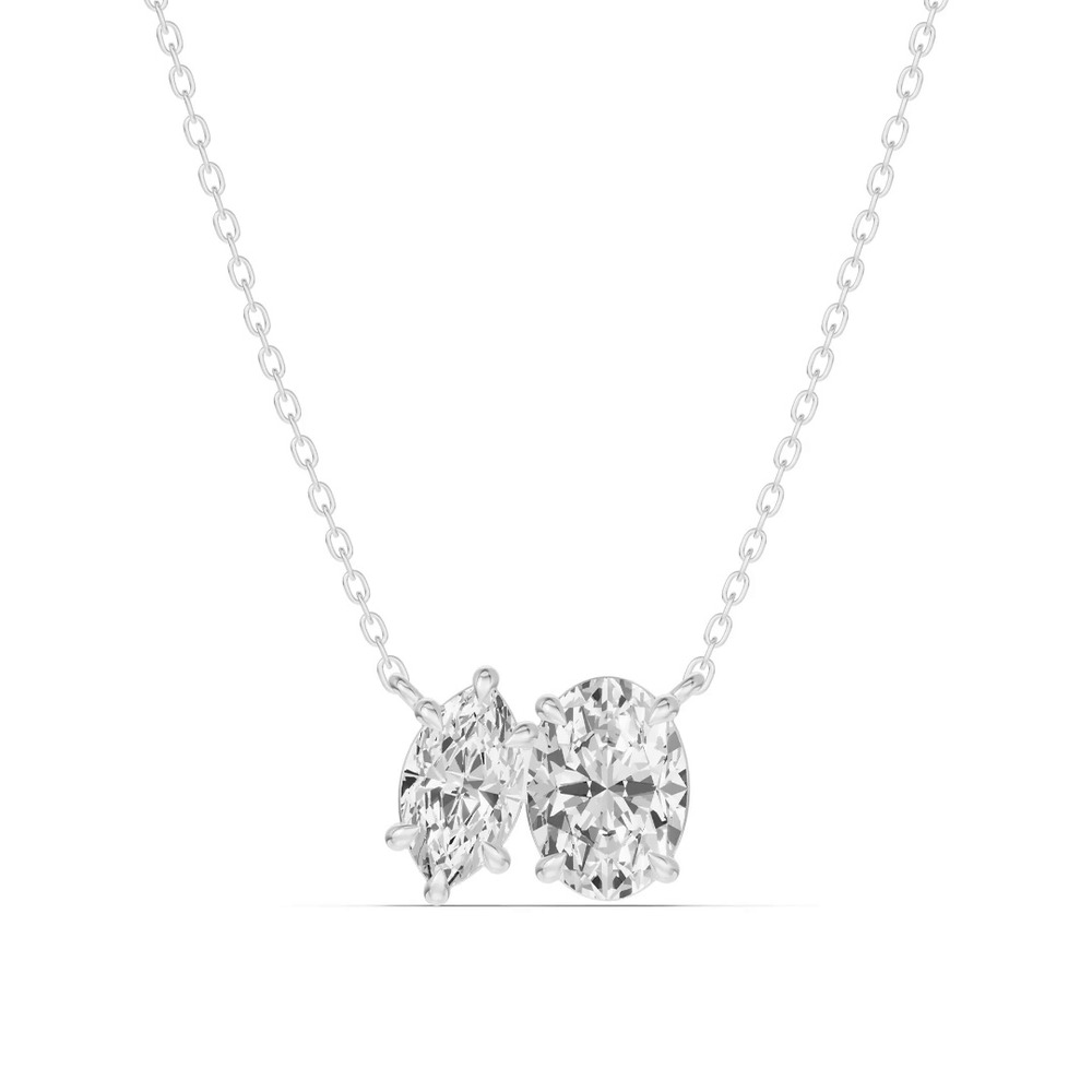 360 degree view of Toi et Moi Marquise and Oval Lab Diamond Necklace (1.50 ct. tw.)