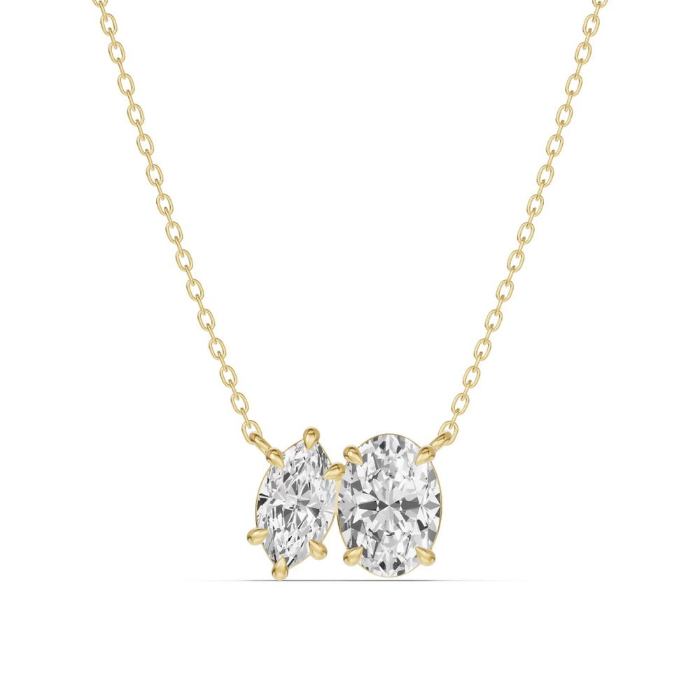 360 degree view of Toi et Moi Marquise and Oval Lab Diamond Necklace (1.50 ct. tw.)