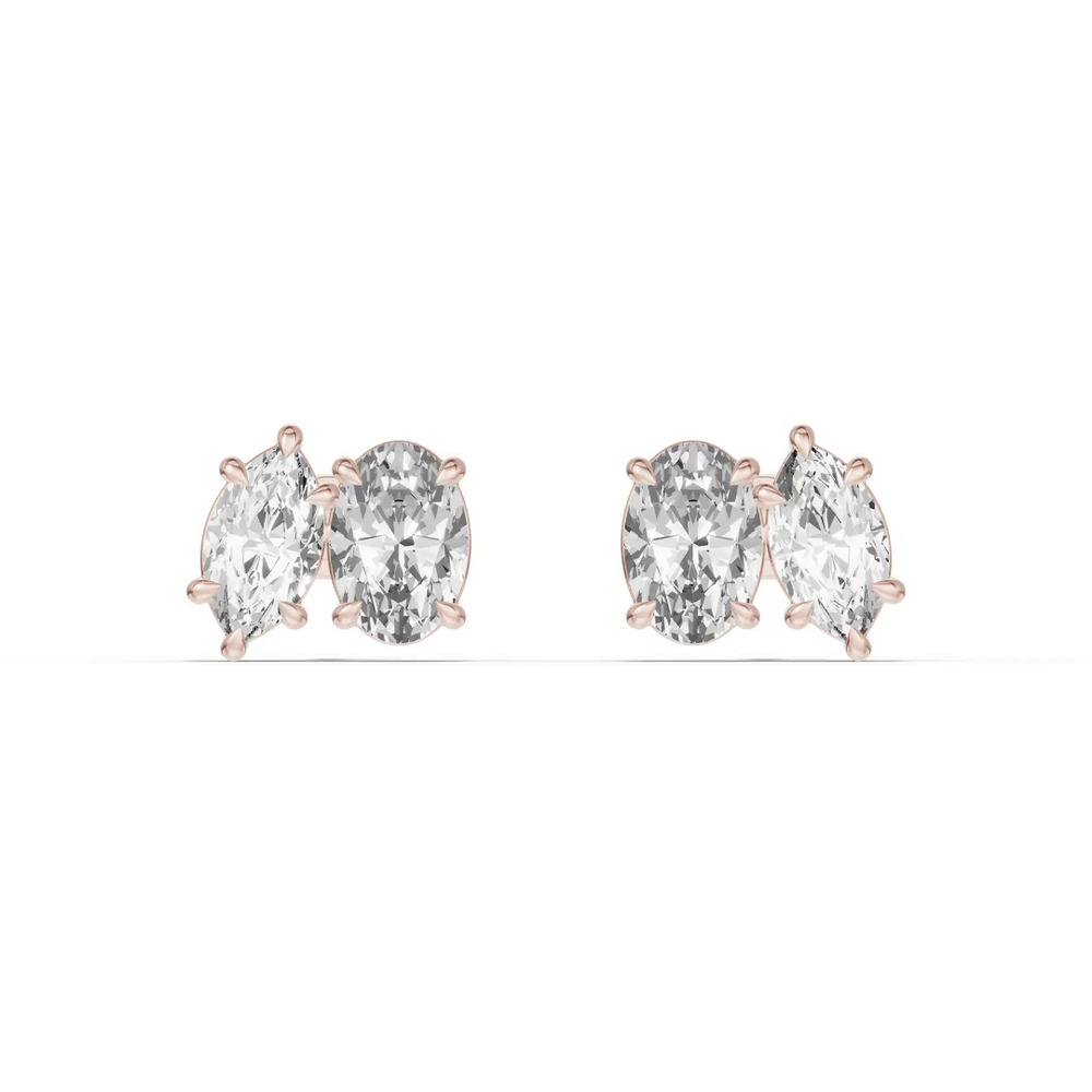 360 degree view of Toi et Moi Marquise and Oval Lab Diamond Earrings (2.50 ct. tw.)