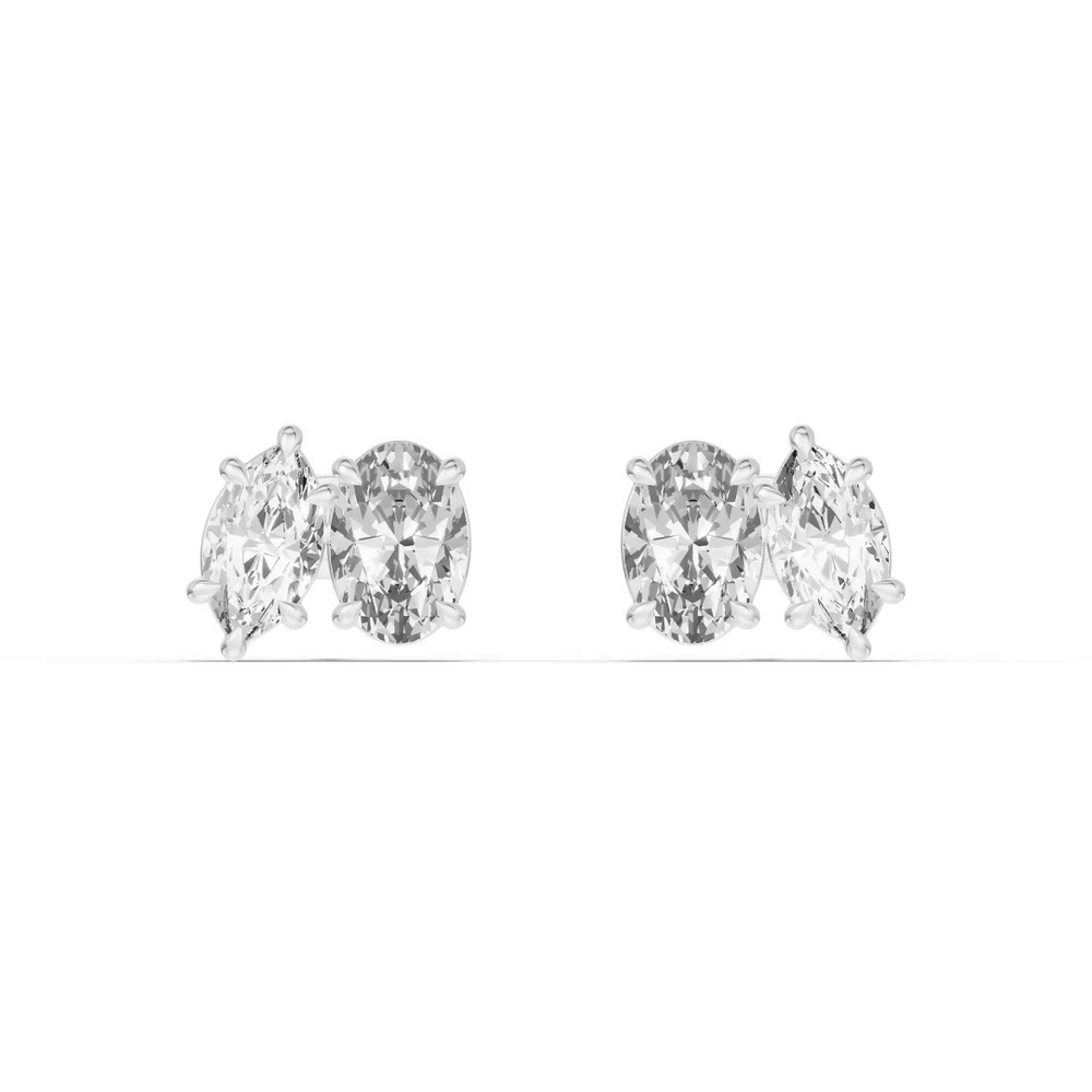 360 degree view of Toi et Moi Marquise and Oval Lab Diamond Earrings (2.50 ct. tw.)