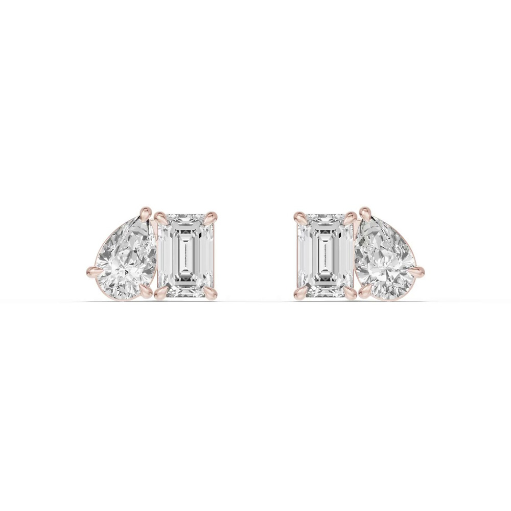 360 degree view of Toi et Moi Pear and Emerald Lab Diamond Earrings (2.50 ct. tw.)
