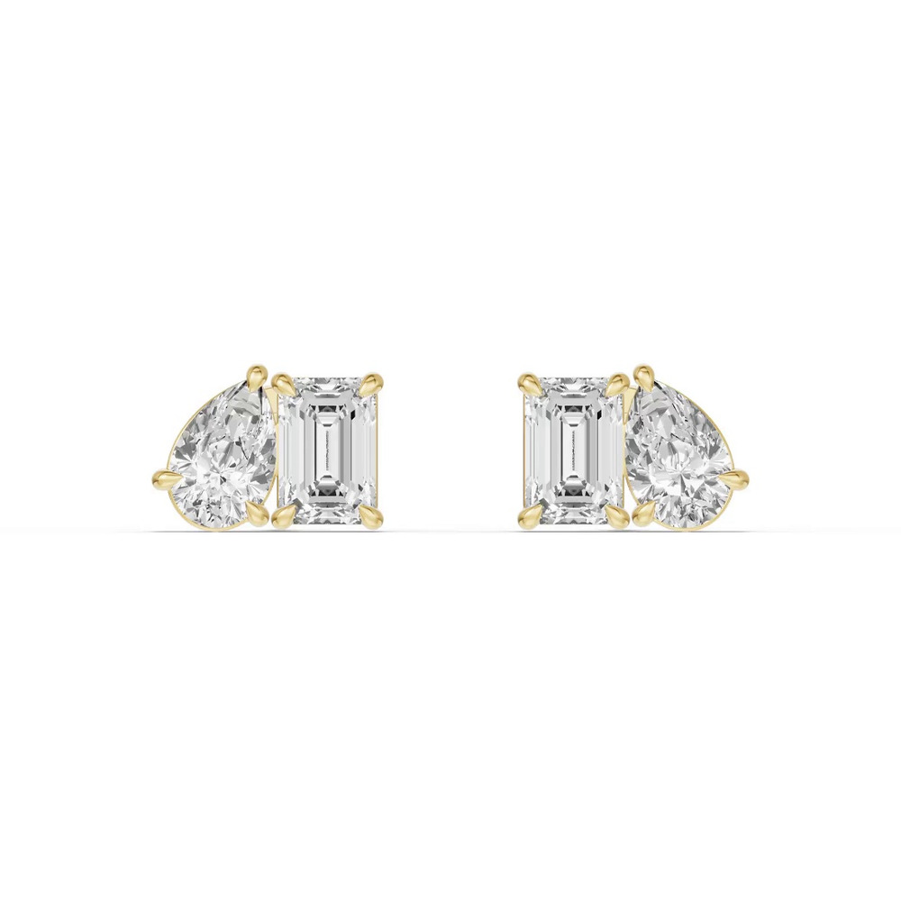 360 degree view of Toi et Moi Pear and Emerald Lab Diamond Earrings (2.50 ct. tw.)