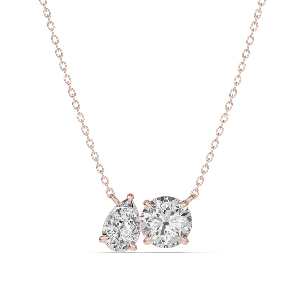 360 degree view of Toi et Moi Pear and Round Lab Diamond Necklace (1.50 ct. tw.)