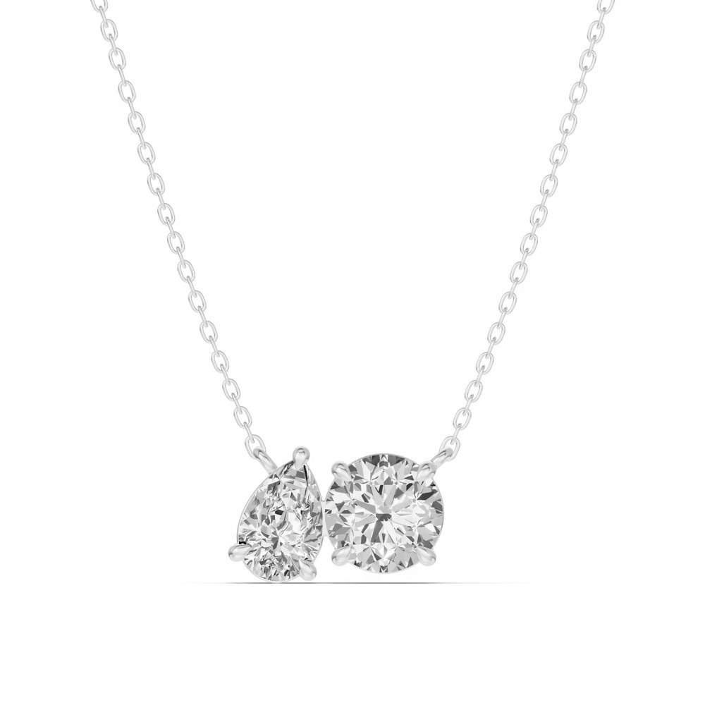 360 degree view of Toi et Moi Pear and Round Lab Diamond Necklace (1.50 ct. tw.)