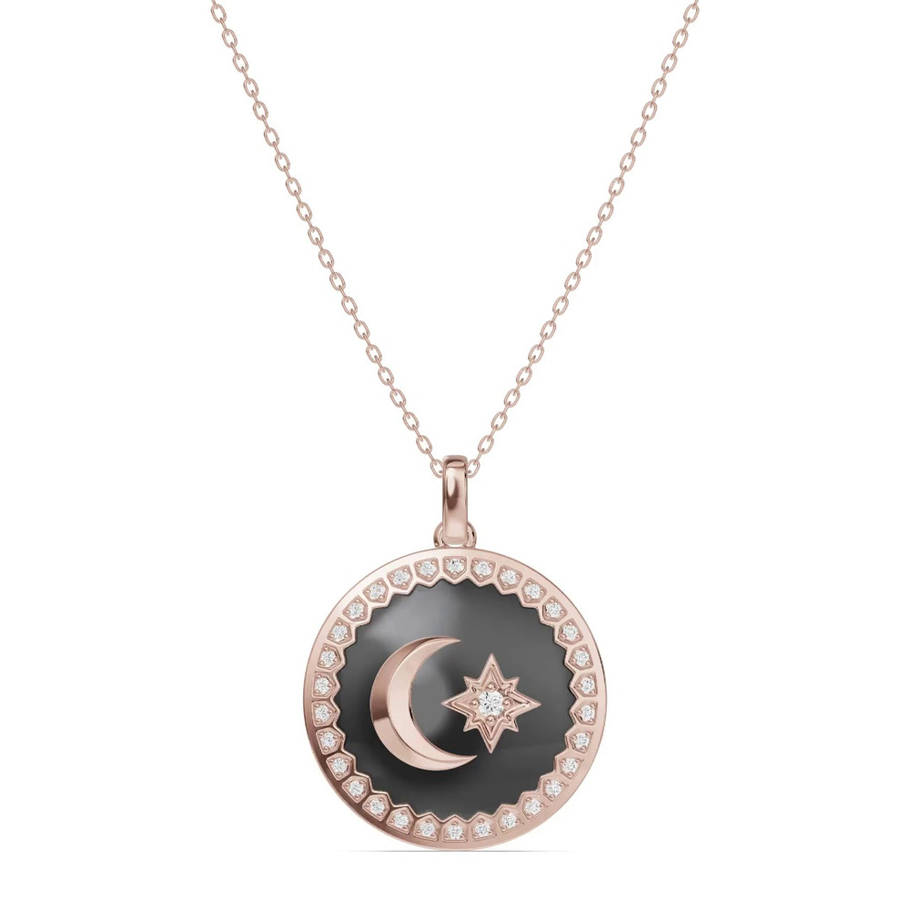 360 degree view of Astril Crest Diamond Medallion Pendant