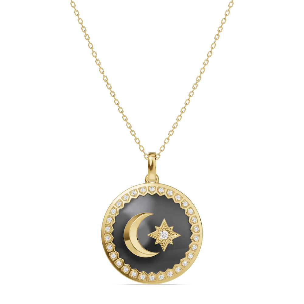 360 degree view of Astril Crest Diamond Medallion Pendant