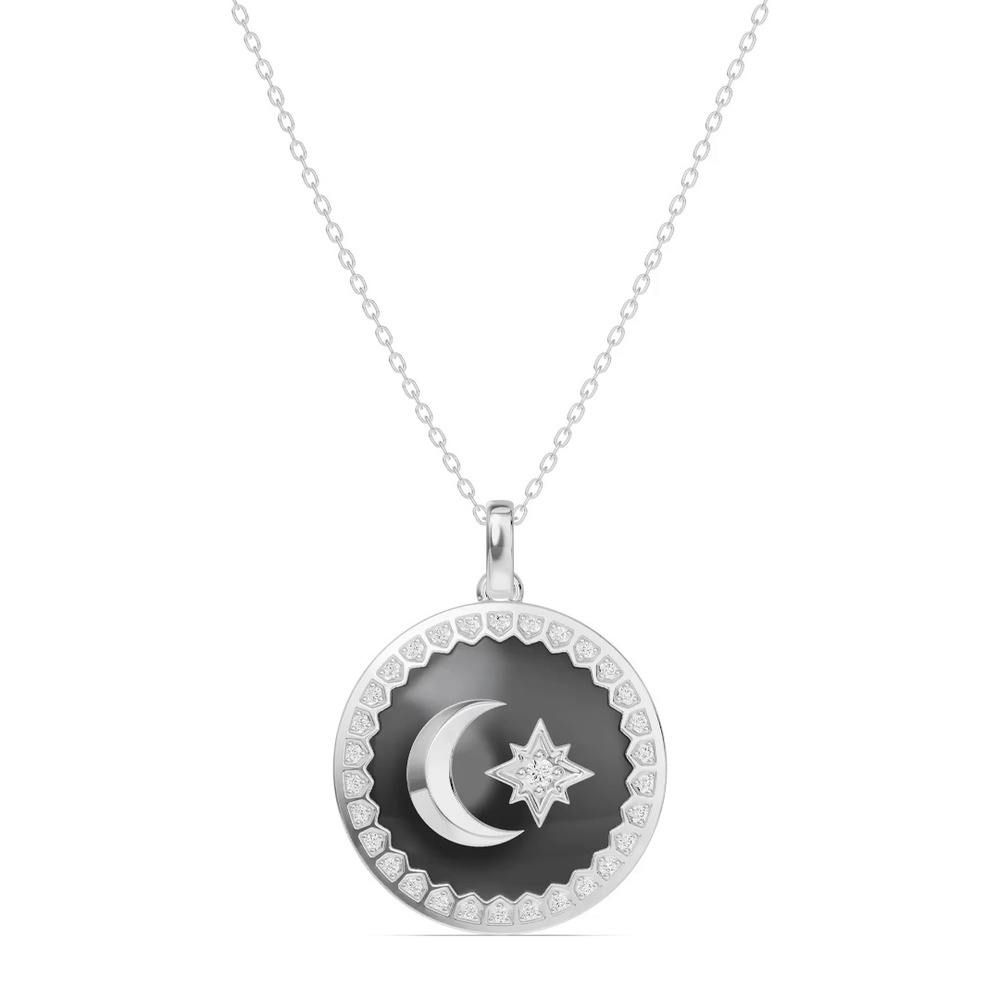 360 degree view of Astril Crest Diamond Medallion Pendant