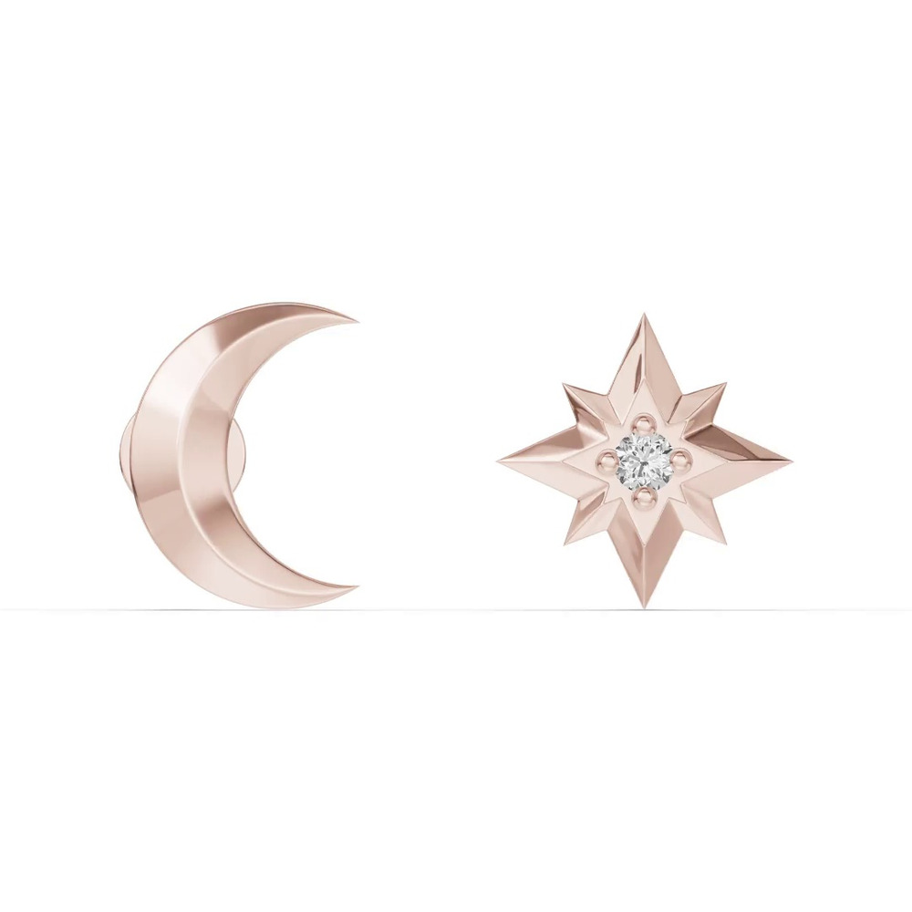 360 degree view of Astril Crescent & Star Lab Diamond Earrings
