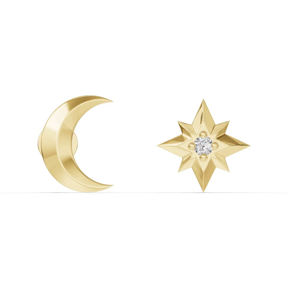 360 degree view of Astril Crescent & Star Lab Diamond Earrings