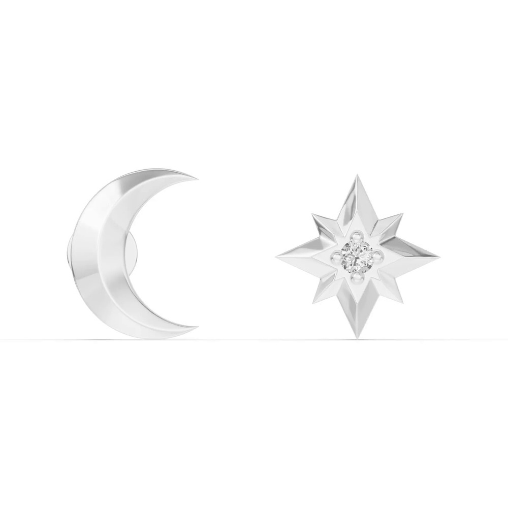 360 degree view of Astril Crescent & Star Diamond Earrings