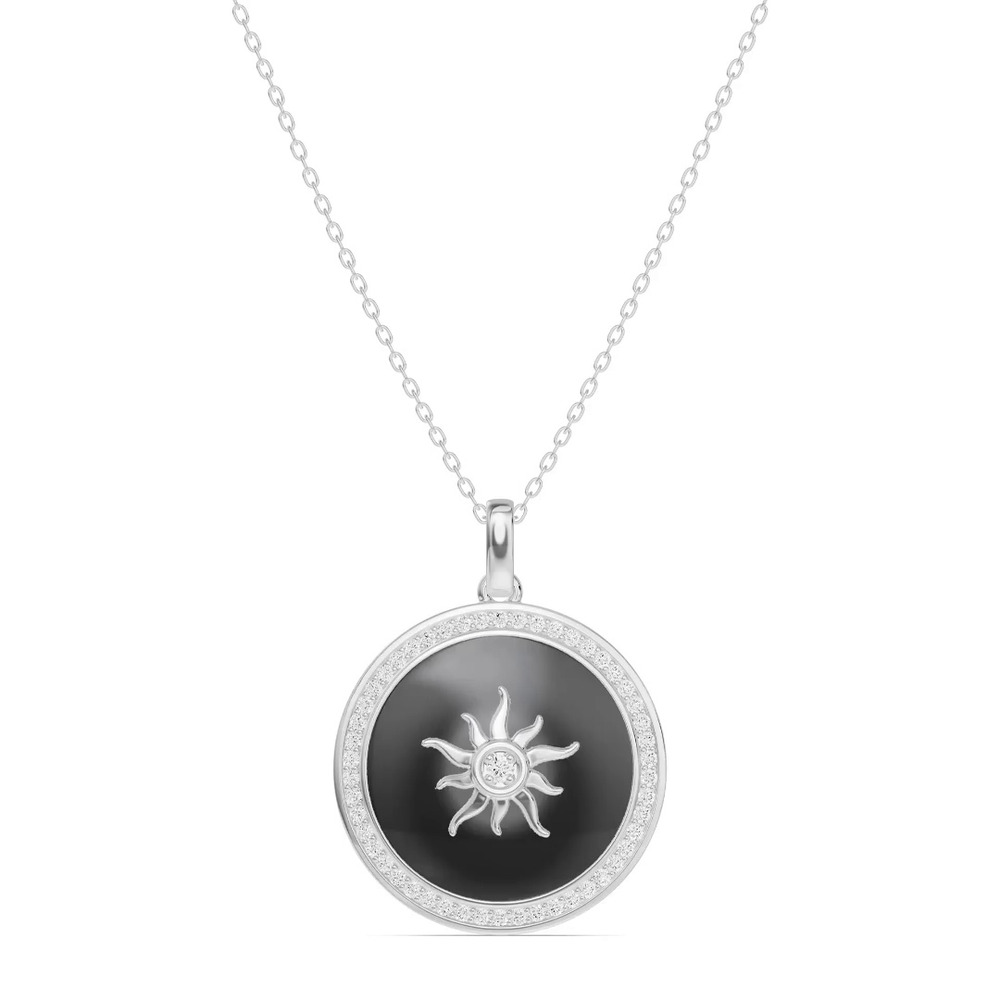 360 degree view of Astril Sol Halo Diamond Pendant