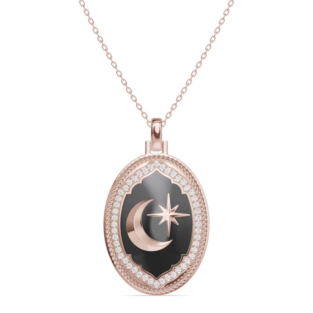360 degree view of Astril Lunar Oval Medallion Lab Diamond Pendant