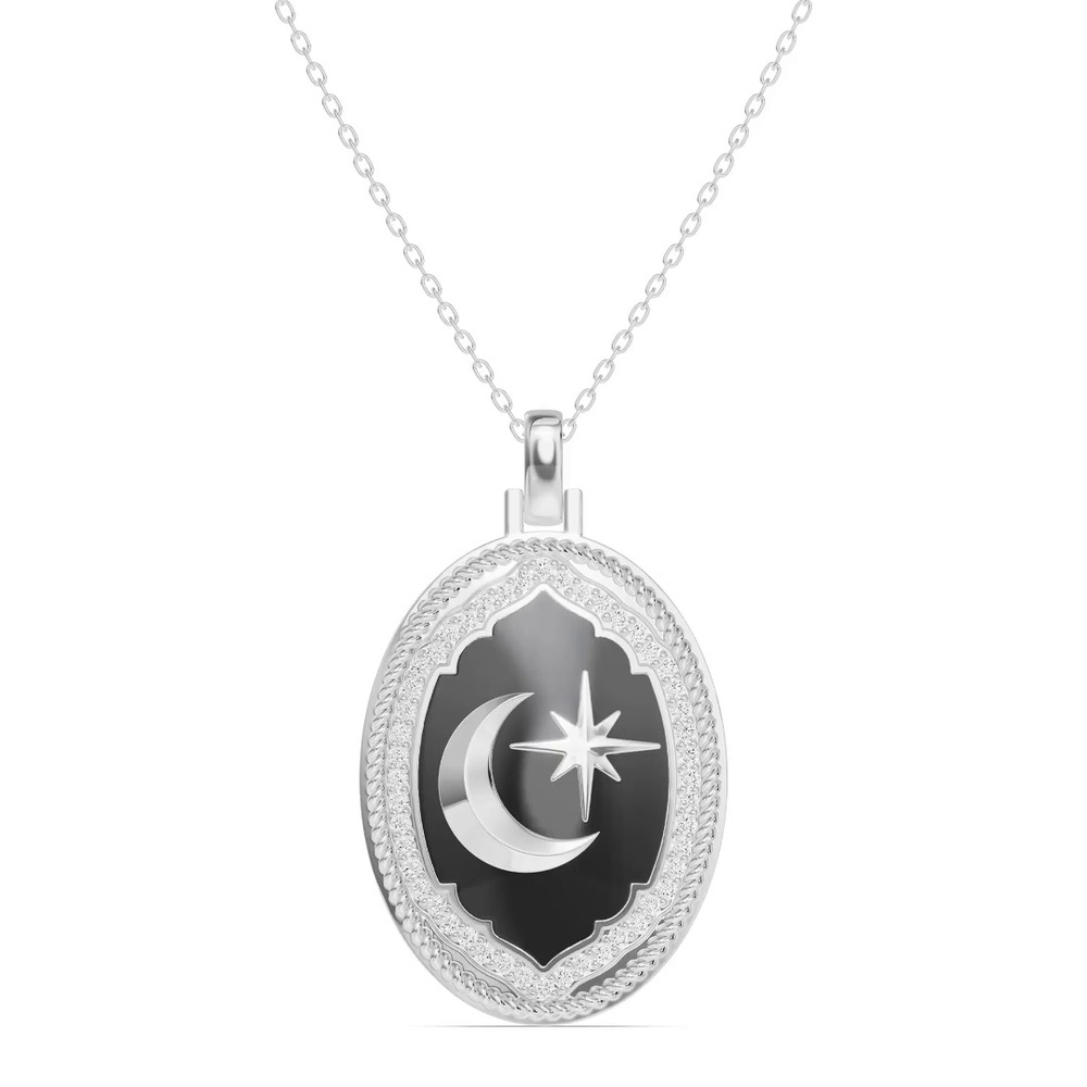 360 degree view of Astril Lunar Oval Medallion Lab Diamond Pendant