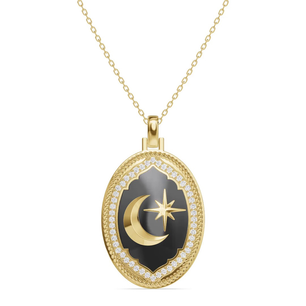 360 degree view of Astril Lunar Oval Medallion Lab Diamond Pendant