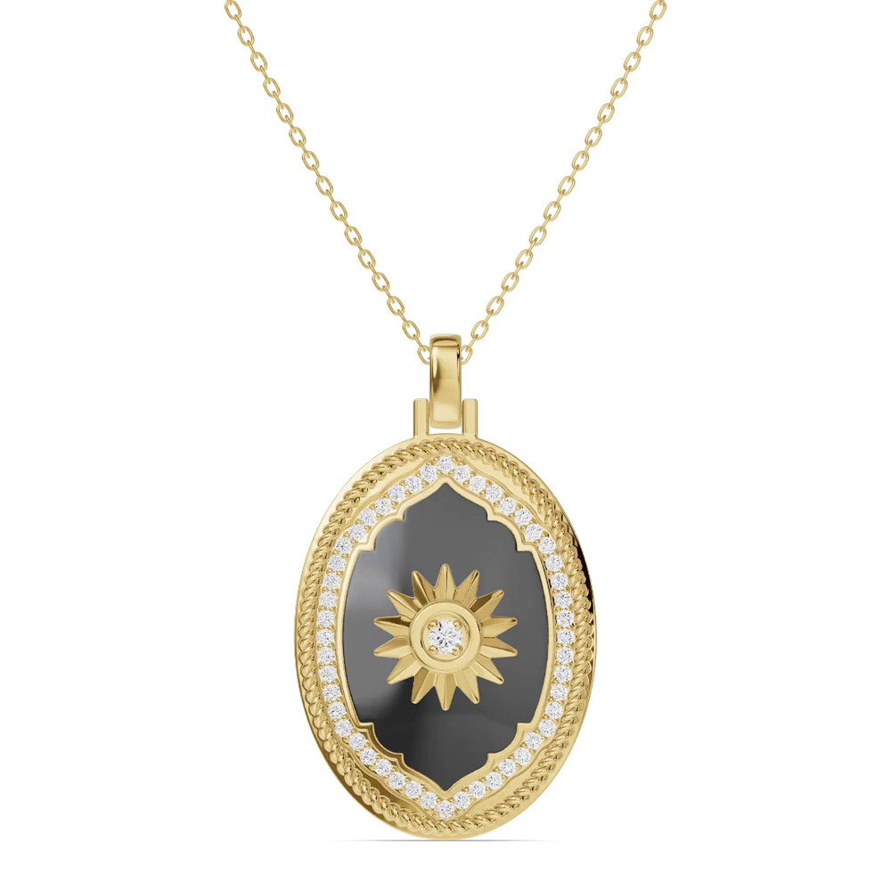 360 degree view of Astril Sol Oval Medallion Diamond Pendant
