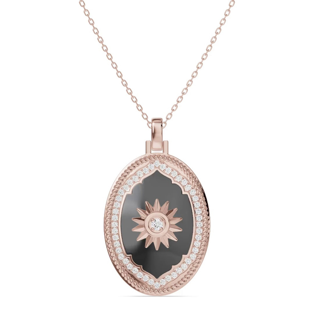 360 degree view of Astril Sol Oval Medallion Diamond Pendant