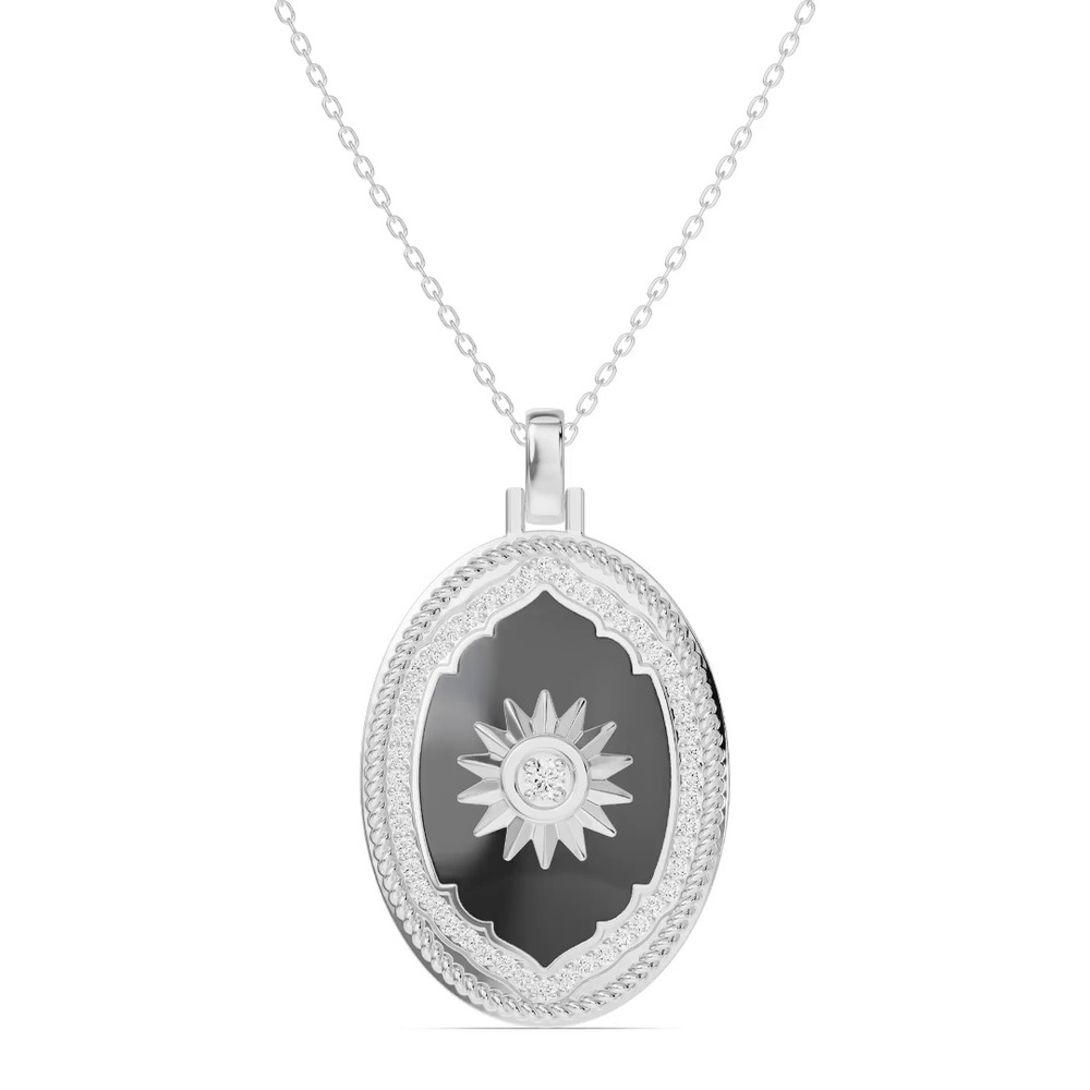 360 degree view of Astril Sol Oval Medallion Diamond Pendant