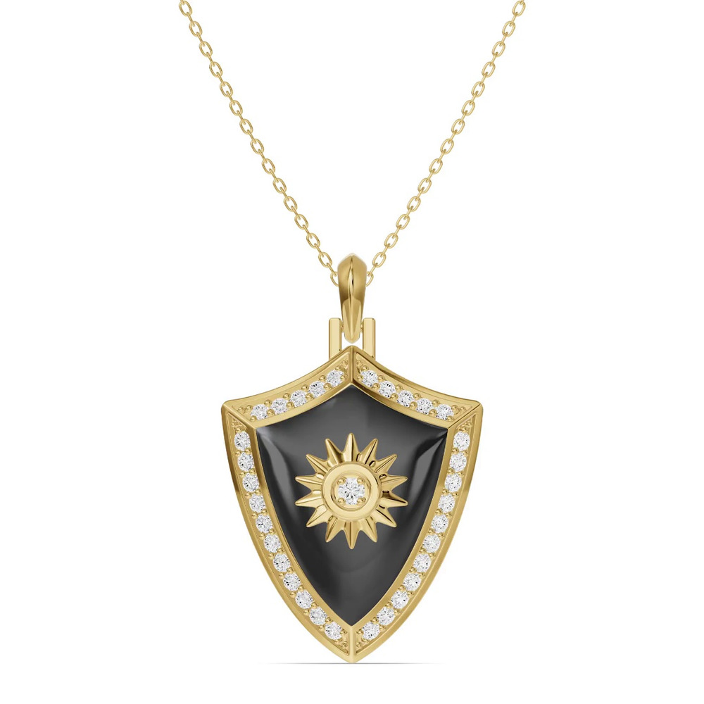 360 degree view of Astril Sol Shield Diamond Pendant