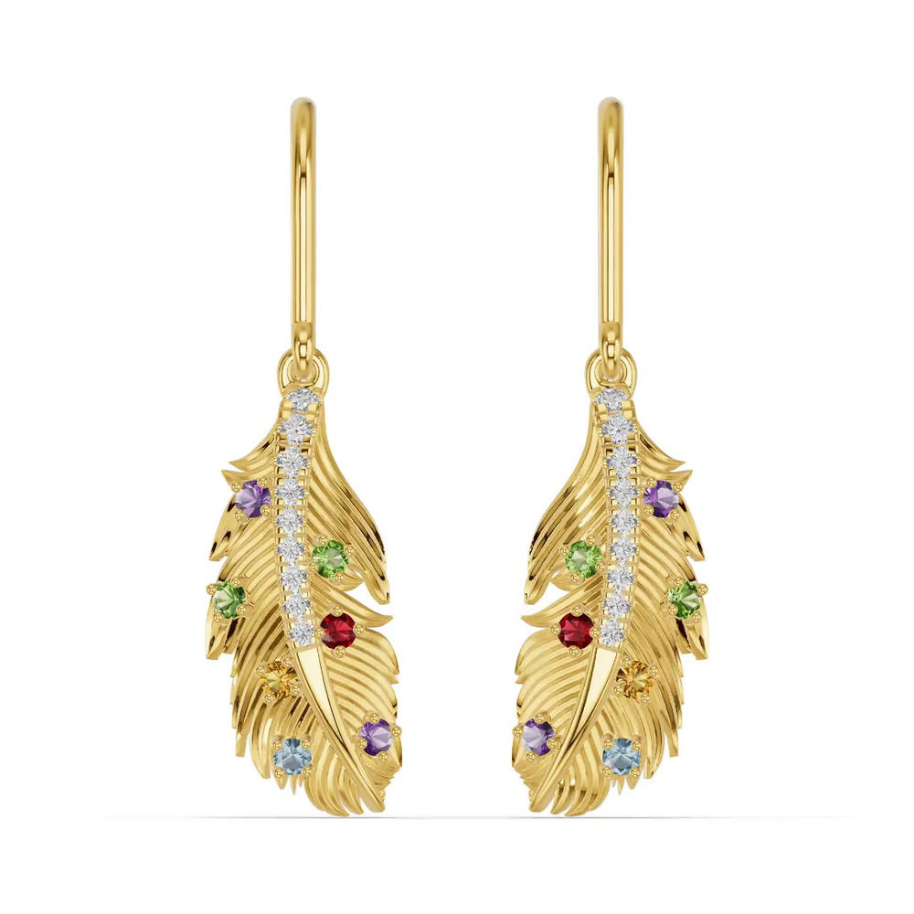 360 degree view of Feather Drift Lab Diamond & Gemstone Earrings