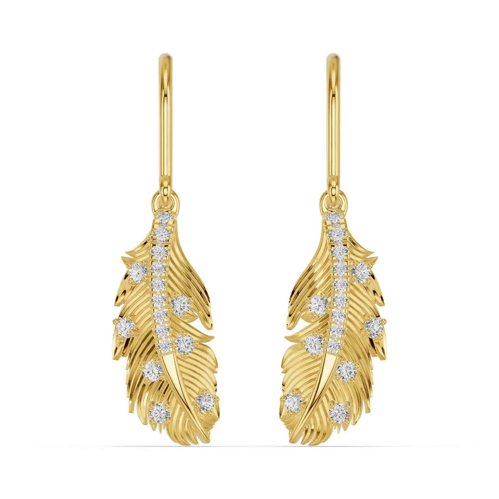 360 degree view of Feather Drift Diamond Earrings