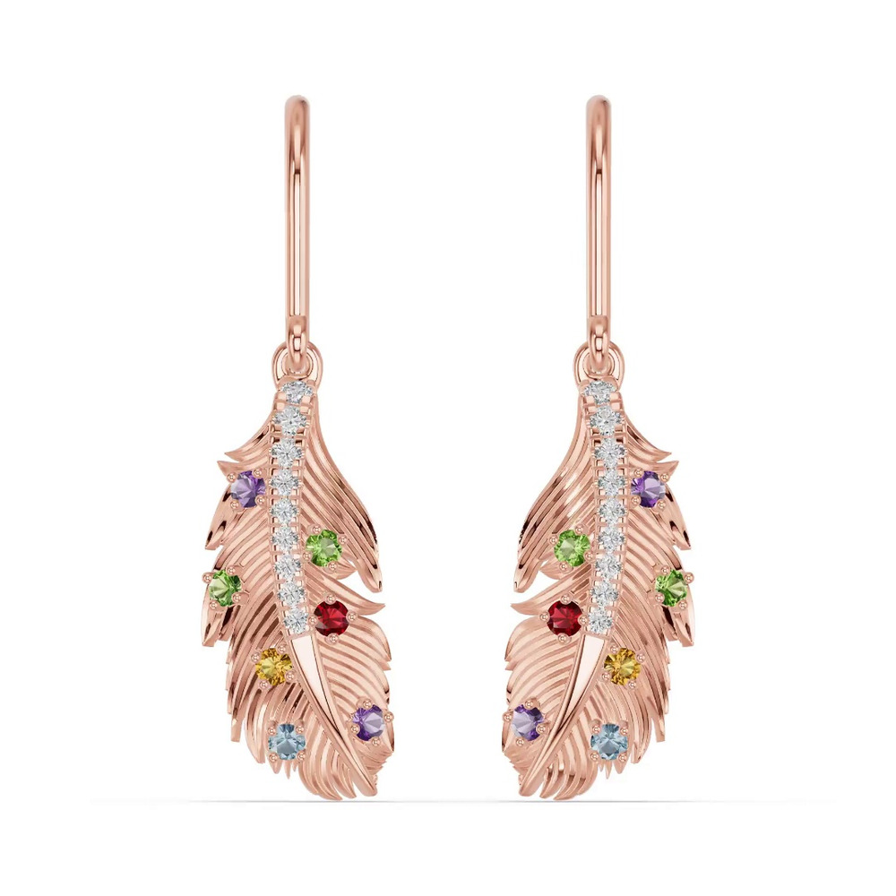 360 degree view of Feather Drift Diamond & Gemstone Earrings