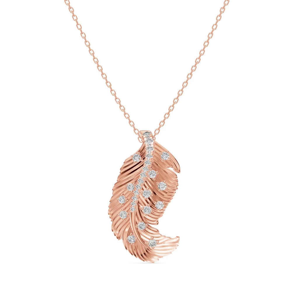 360 degree view of Feather Sway Lab Diamond Necklace