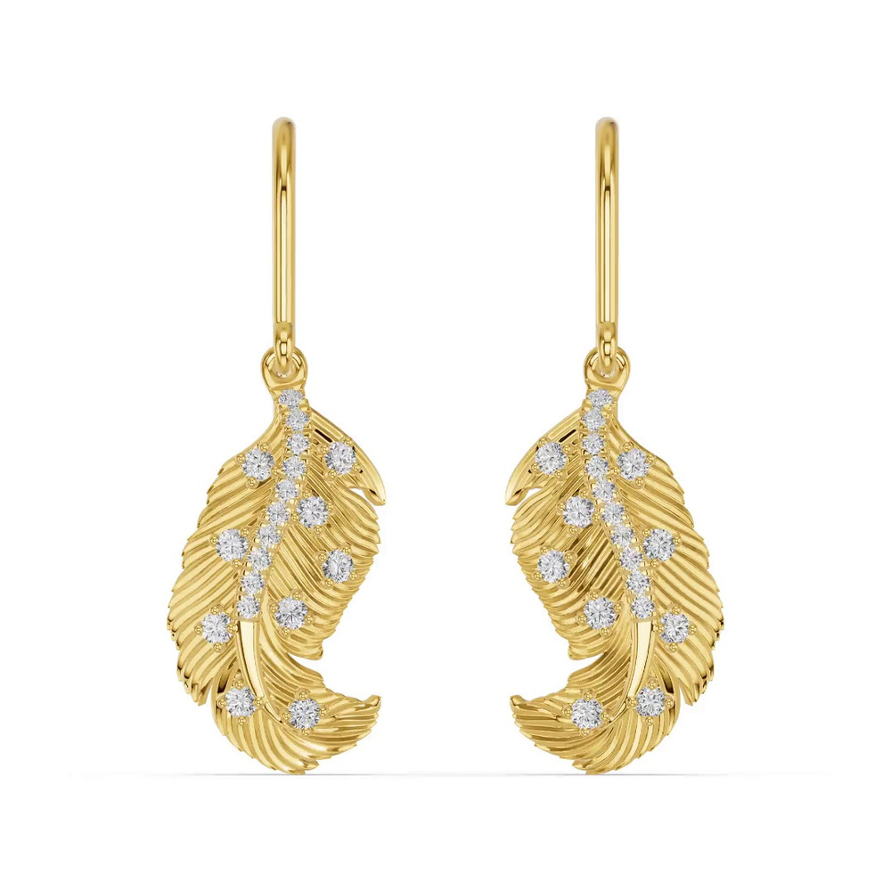 360 degree view of Feather Sway Lab Diamond Earrings
