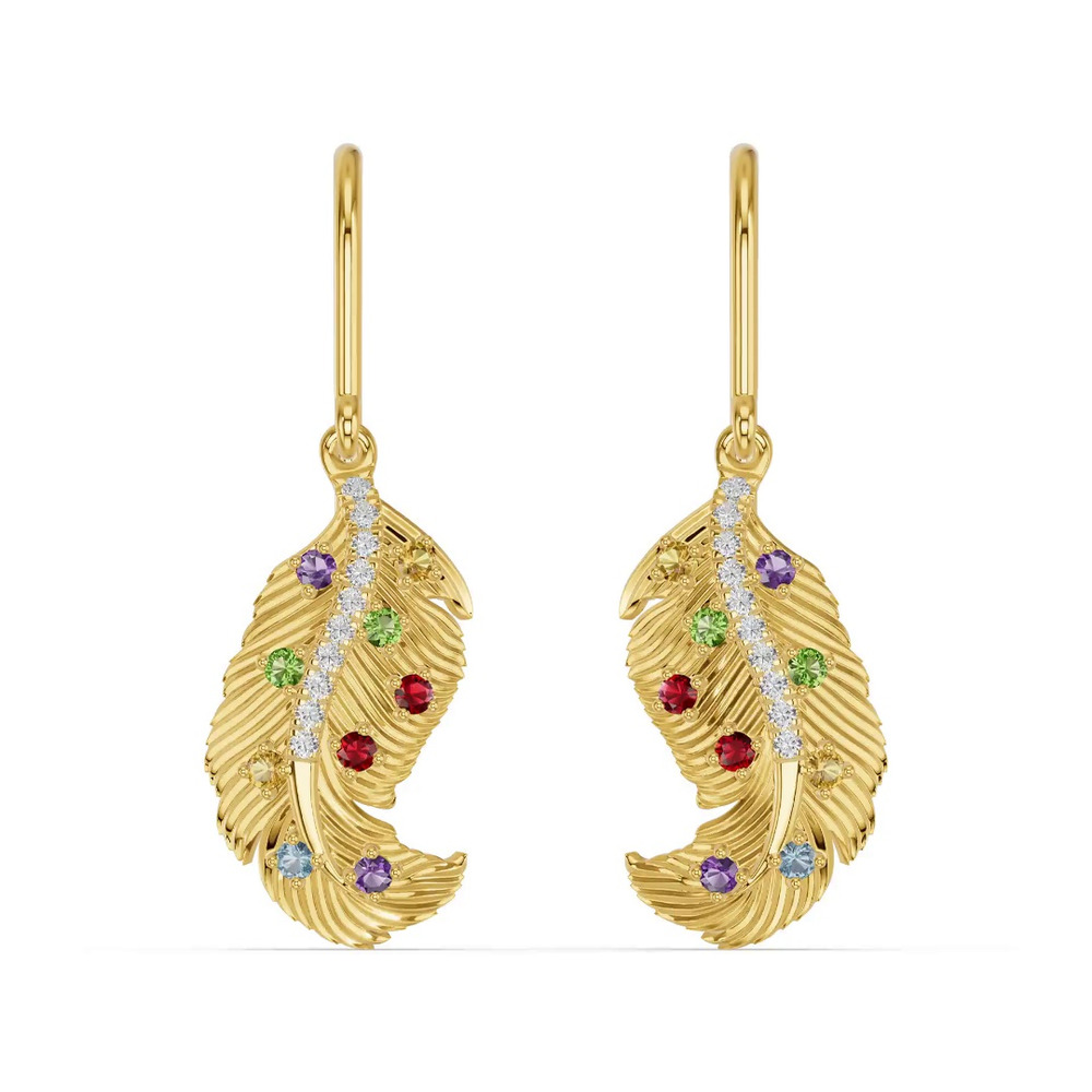 360 degree view of Feather Sway Lab Diamond & Gemstone Earrings