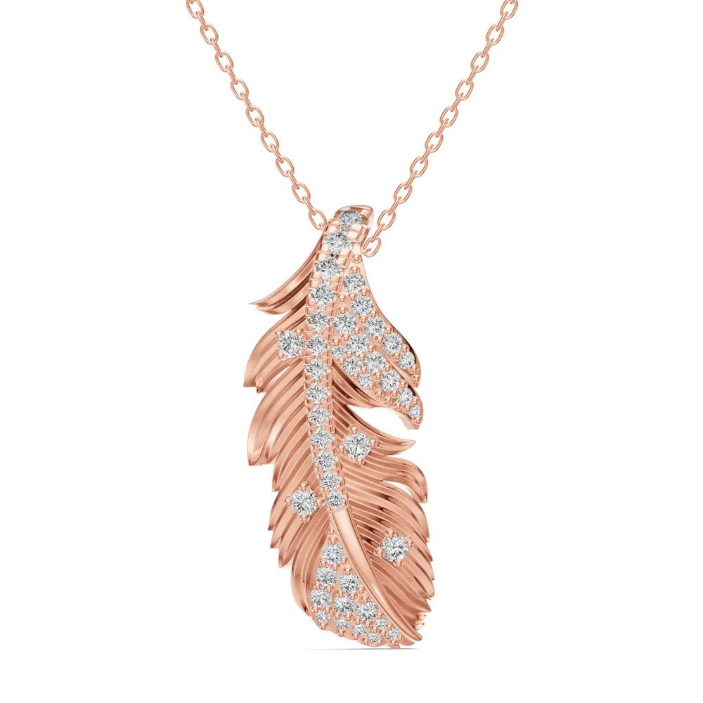 360 degree view of Feather Soar Diamond Necklace