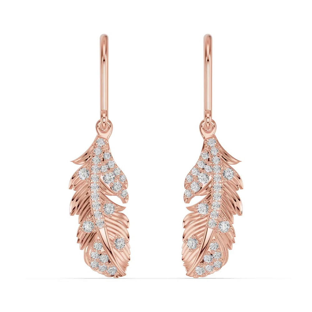 360 degree view of Feather Soar Lab Diamond Earrings