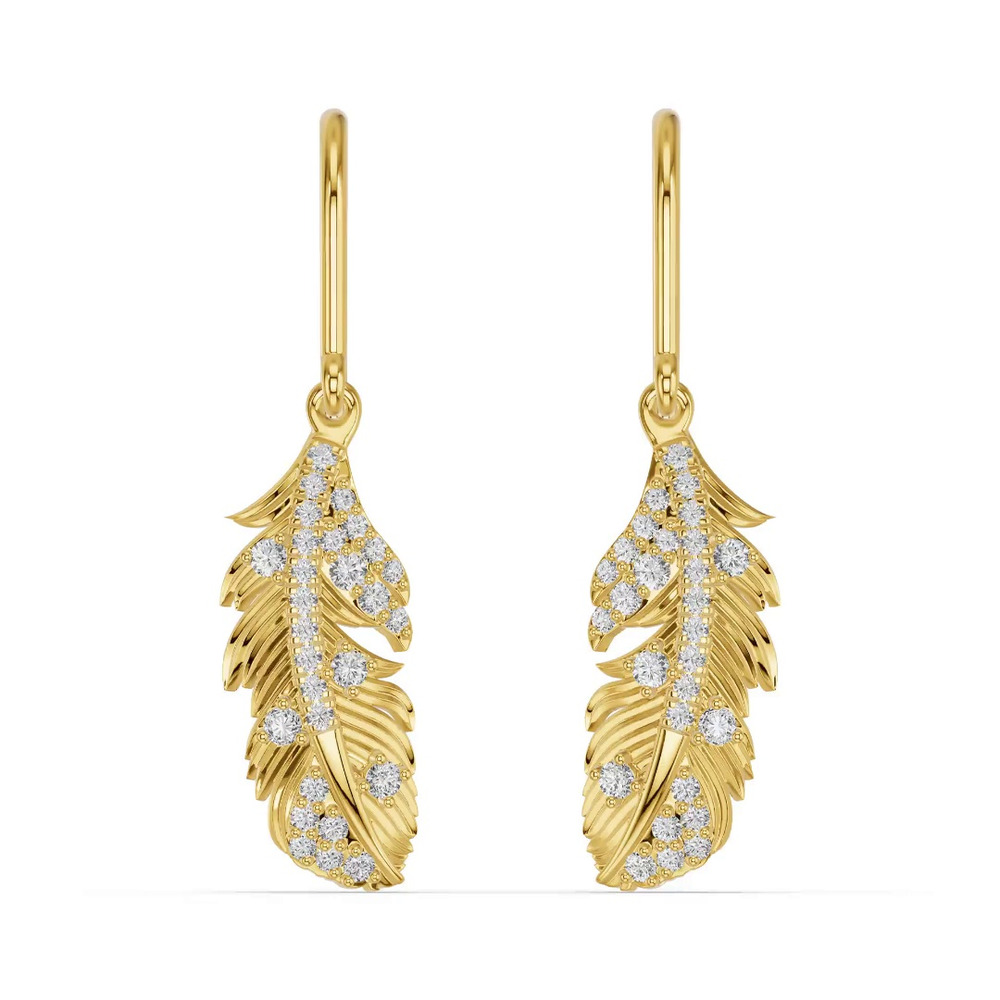 360 degree view of Feather Soar Lab Diamond Earrings