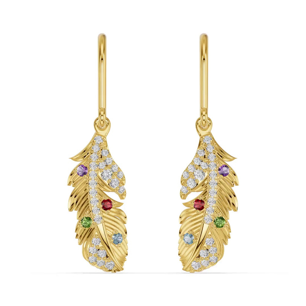 360 degree view of Feather Soar Lab Diamond & Gemstone Earrings