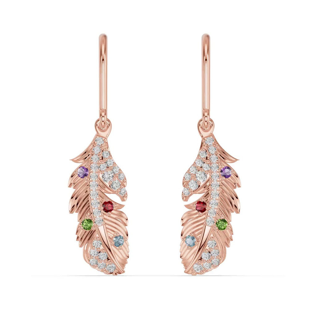 360 degree view of Feather Soar Diamond & Gemstone Earrings