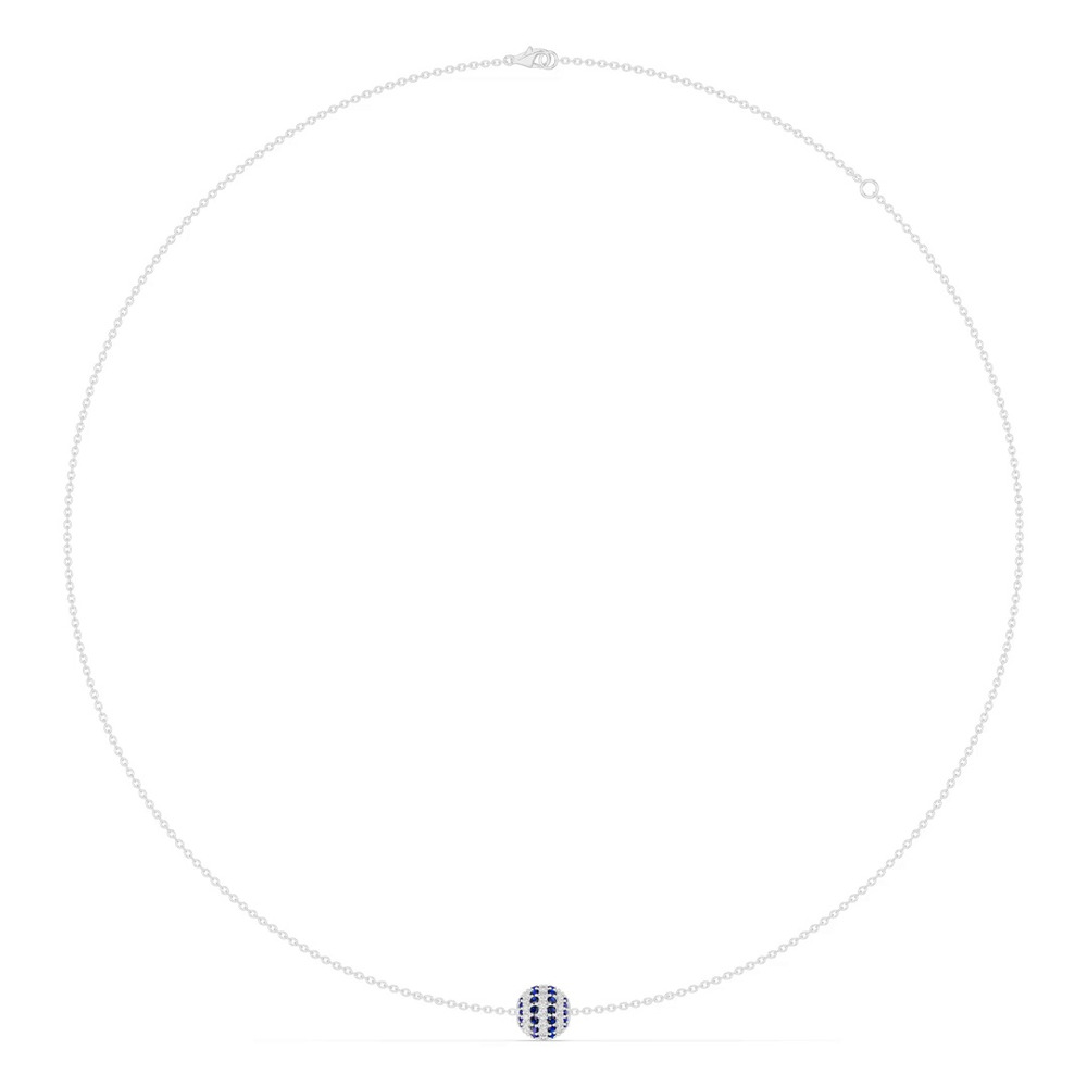 360 degree view of Sapphire & Diamond Pavé Sphere Necklace