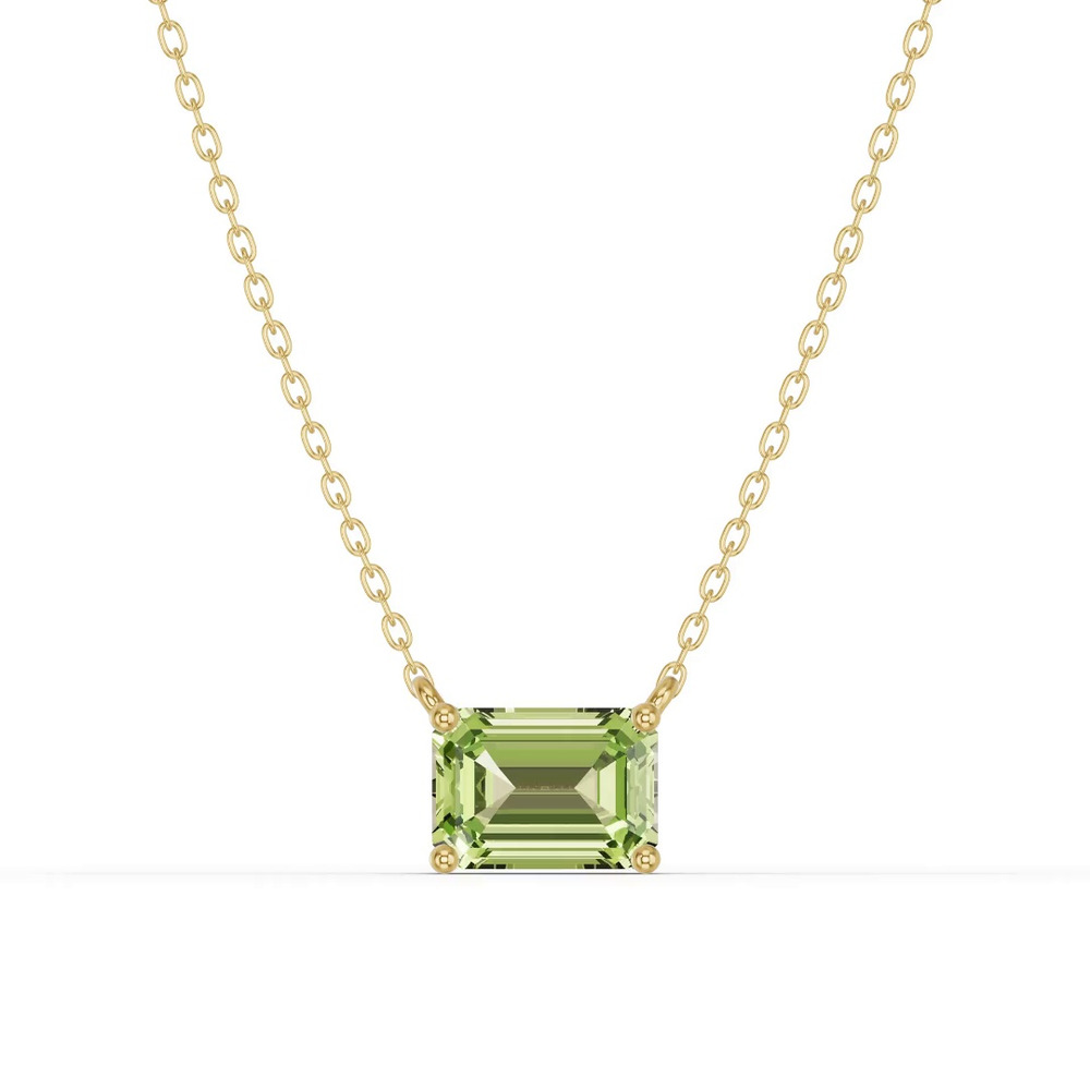 360 degree view of Emerald-Cut Peridot East-West Solitaire Necklace