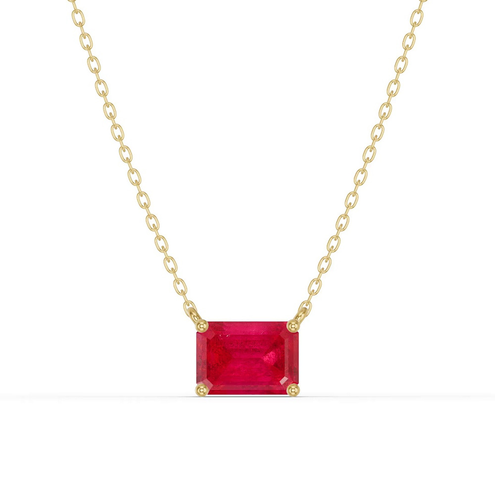 360 degree view of Emerald-Cut Ruby East-West Solitaire Necklace