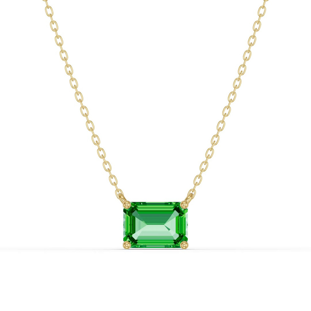360 degree view of Emerald-Cut Tsavorite East-West Solitaire Necklace