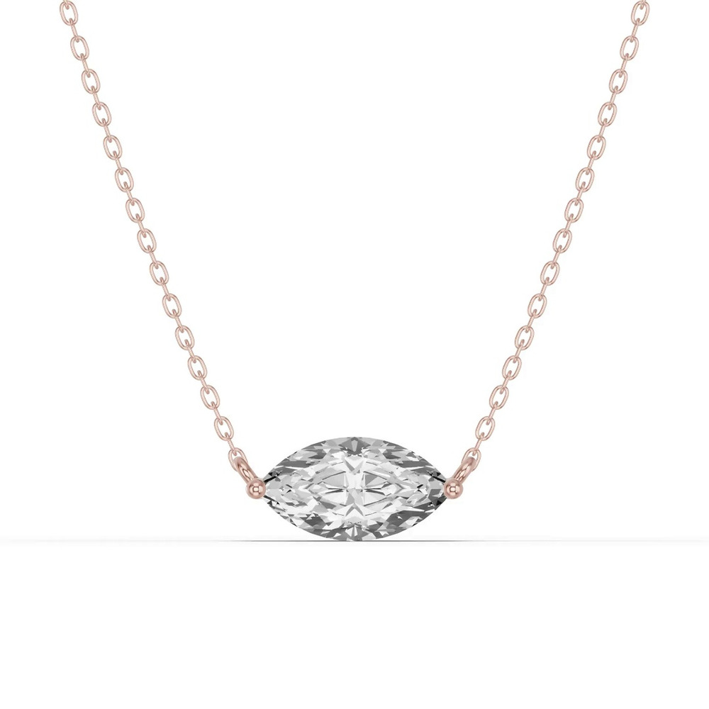 360 degree view of Marquise Lab Diamond East-West Solitaire Necklace