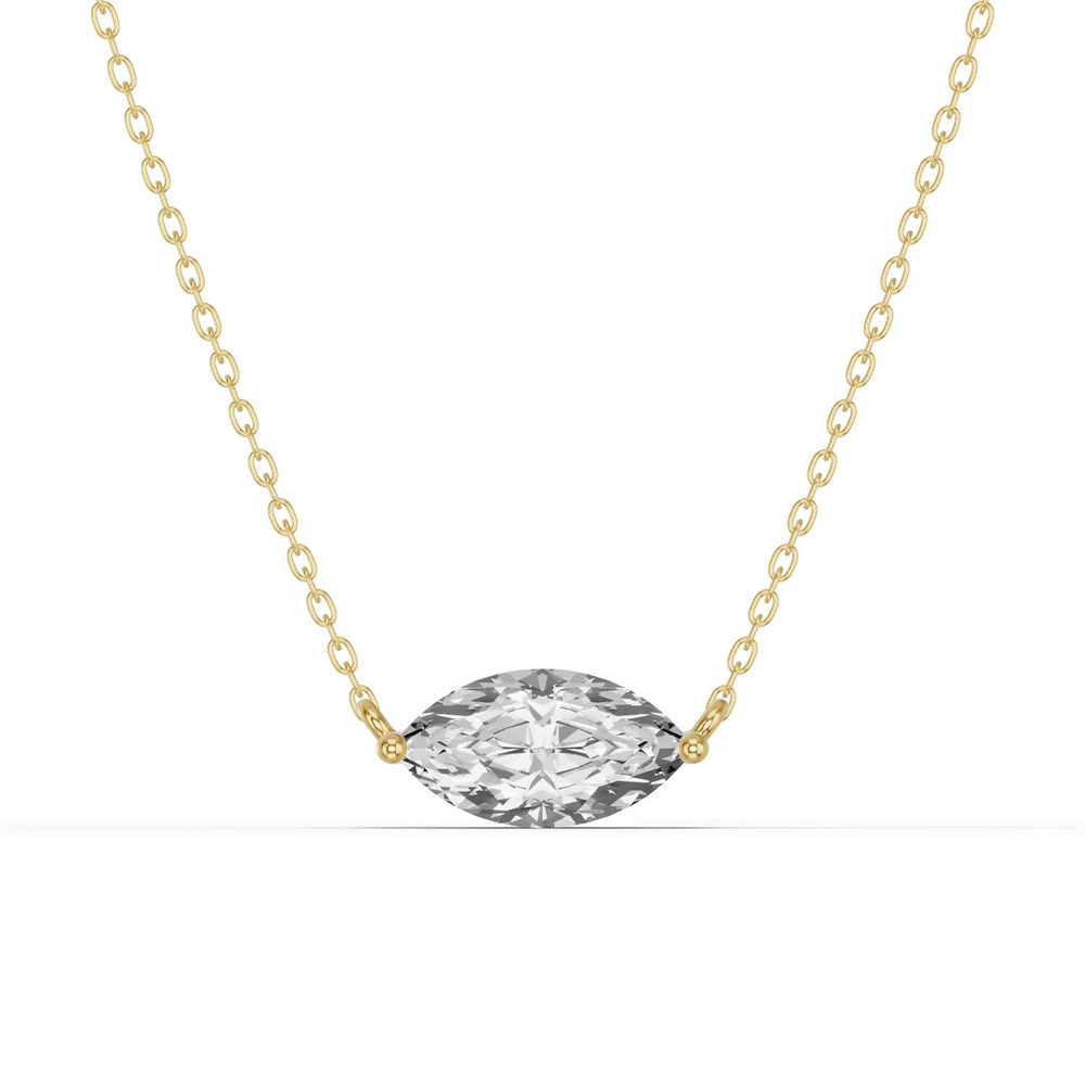 360 degree view of Marquise Lab Diamond East-West Solitaire Necklace