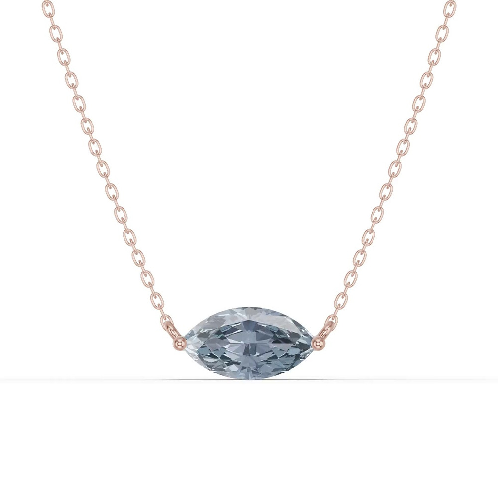 360 degree view of Marquise Aquamarine East-West Solitaire Necklace