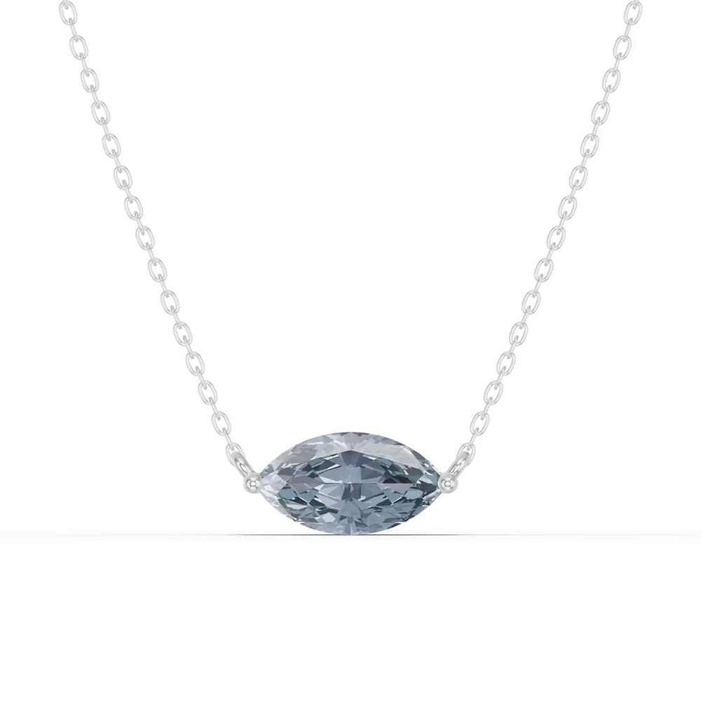 360 degree view of Marquise Aquamarine East-West Solitaire Necklace