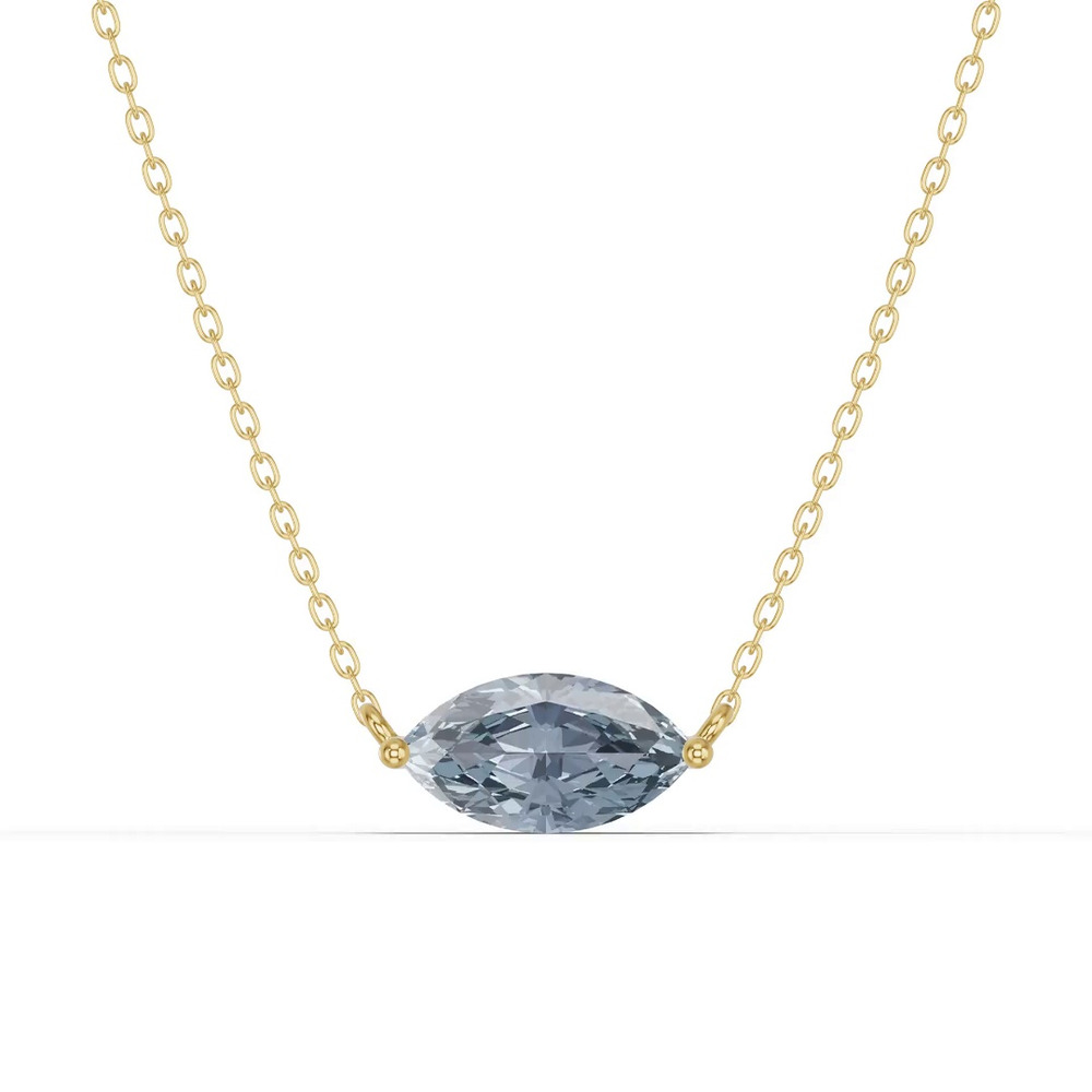 360 degree view of Marquise Aquamarine East-West Solitaire Necklace
