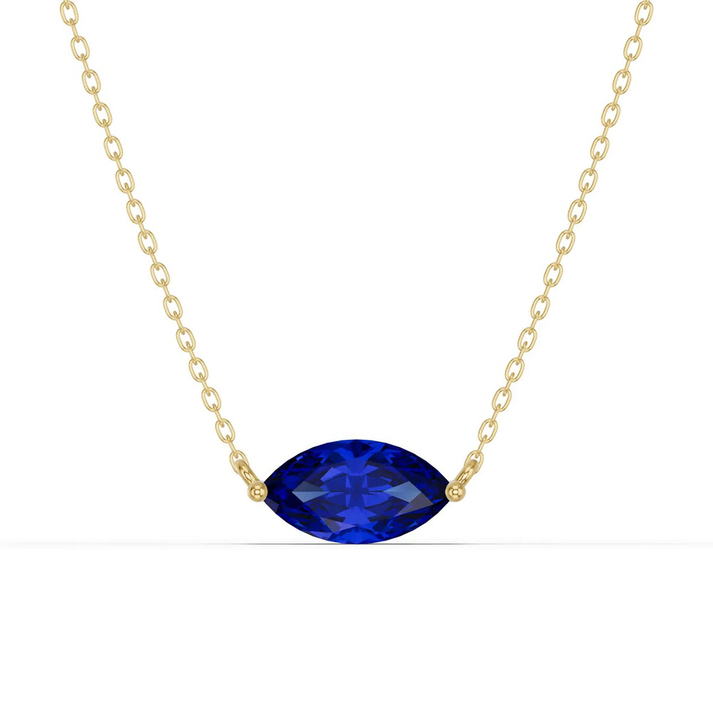 360 degree view of Marquise Sapphire East-West Solitaire Necklace