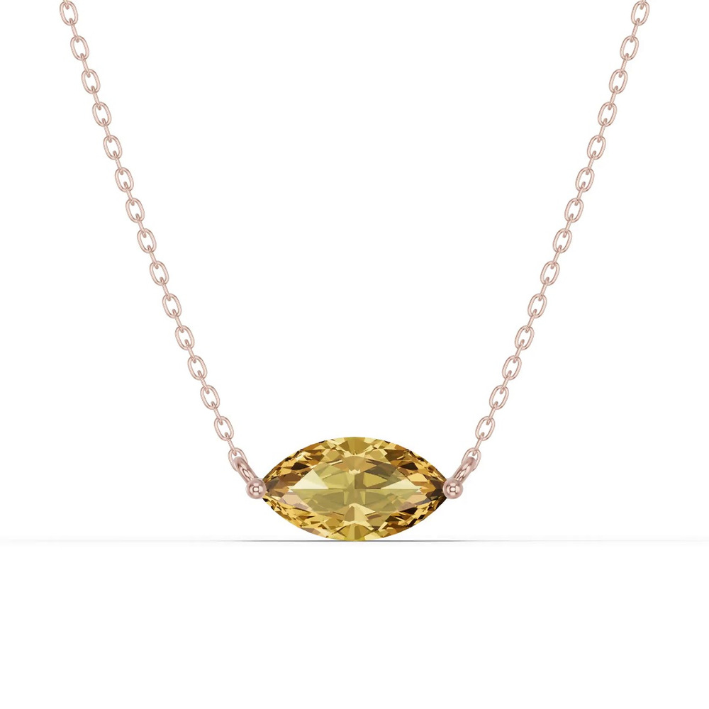 360 degree view of Marquise Citrine East-West Solitaire Necklace
