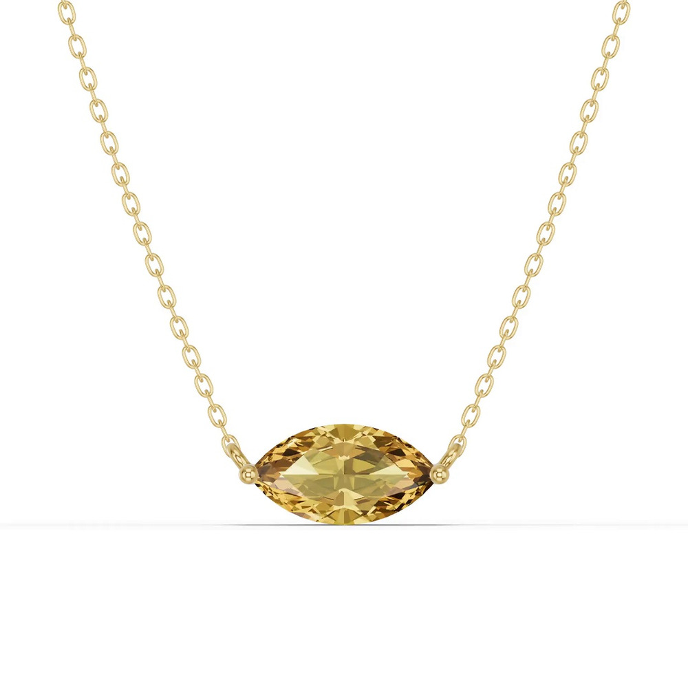 360 degree view of Marquise Citrine East-West Solitaire Necklace