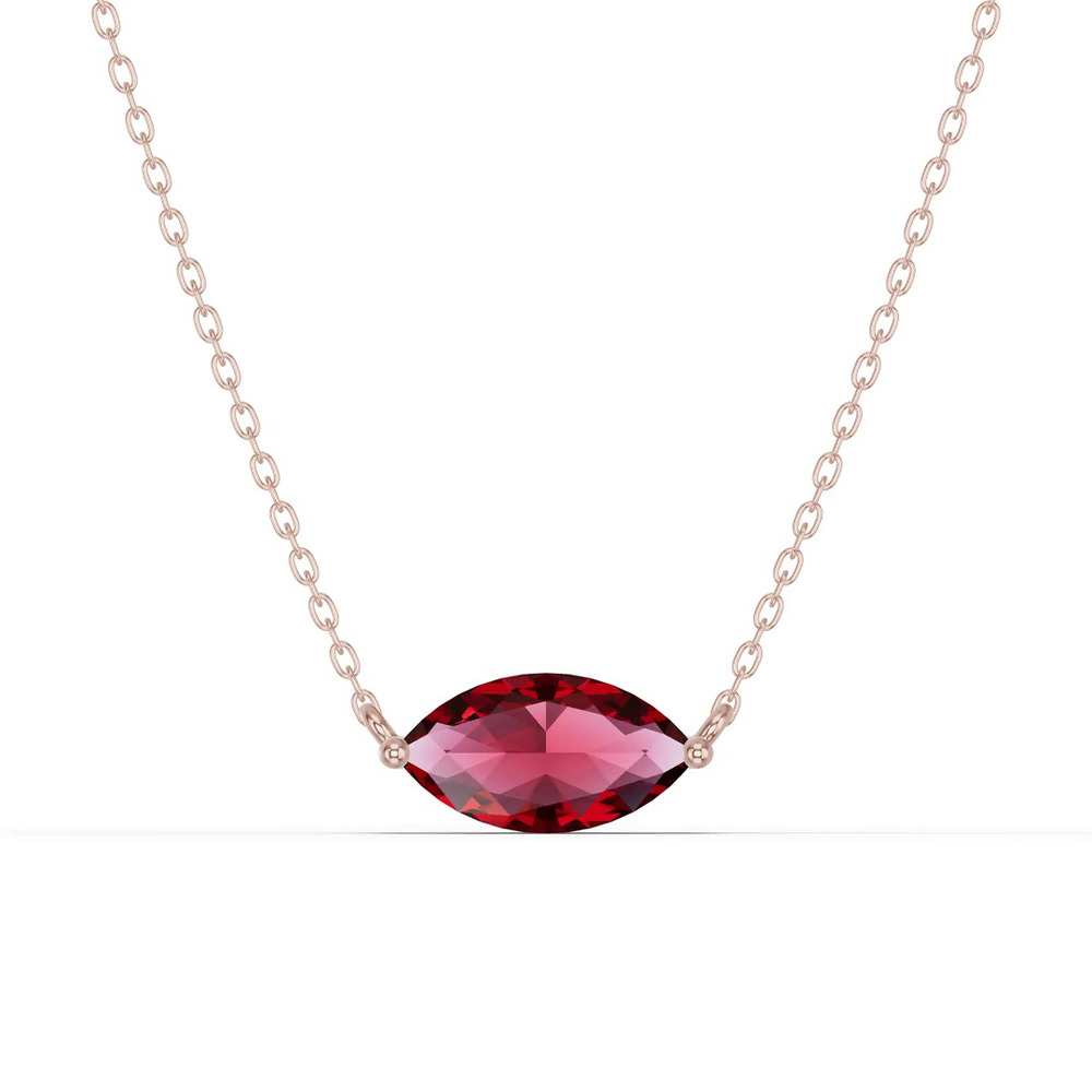 360 degree view of Marquise Garnet East-West Solitaire Necklace