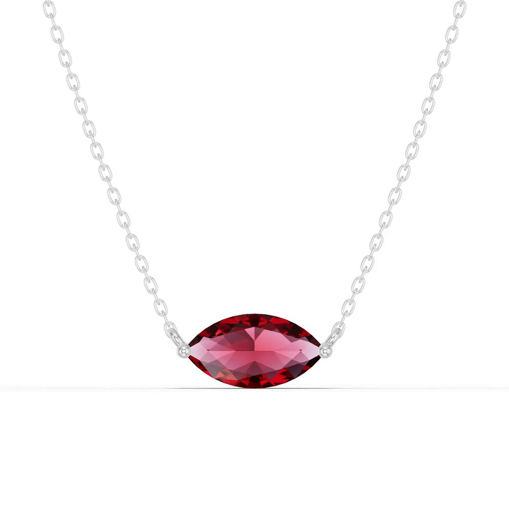 360 degree view of Marquise Garnet East-West Solitaire Necklace