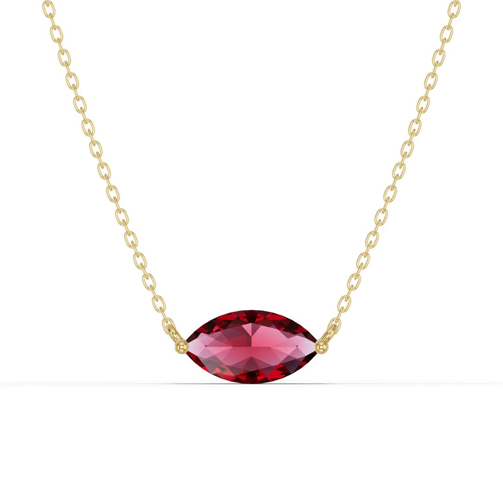 360 degree view of Marquise Garnet East-West Solitaire Necklace