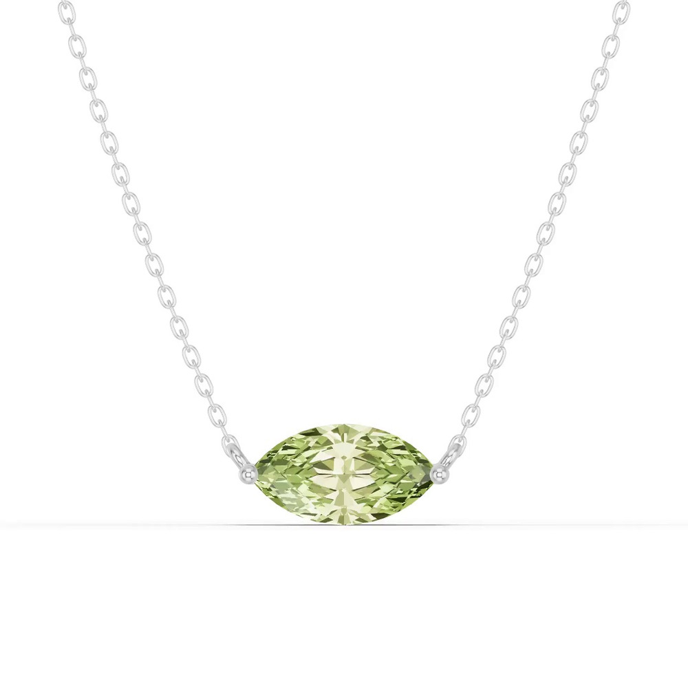 360 degree view of Marquise Peridot East-West Solitaire Necklace